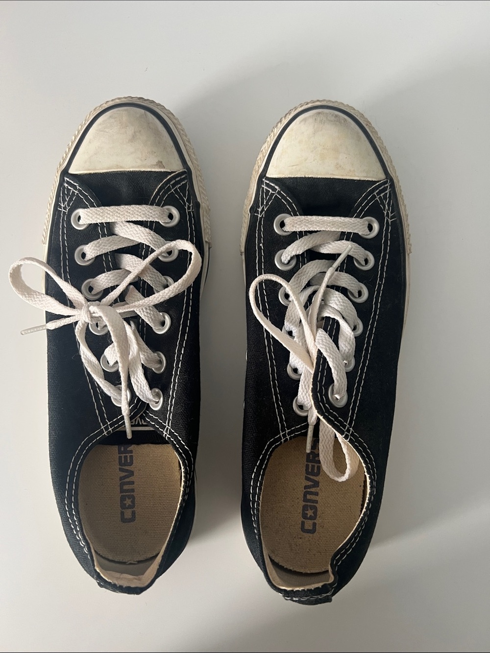 Converse Womens Black Canvas Low-Top Sneakers with White Accents
